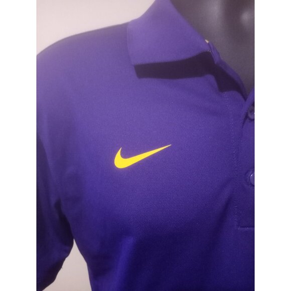 Nike Polo Shirt Mens Small Purple Dri-Fit LSU Tigers NCAA Jersey Athletic Active - Picture 2 of 11
